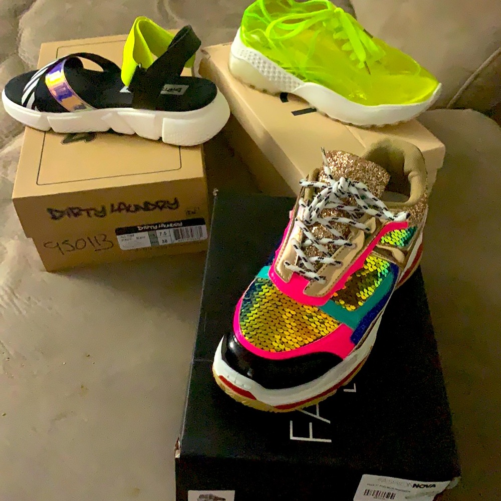 Highlighter sneakers, sandals, and my favs